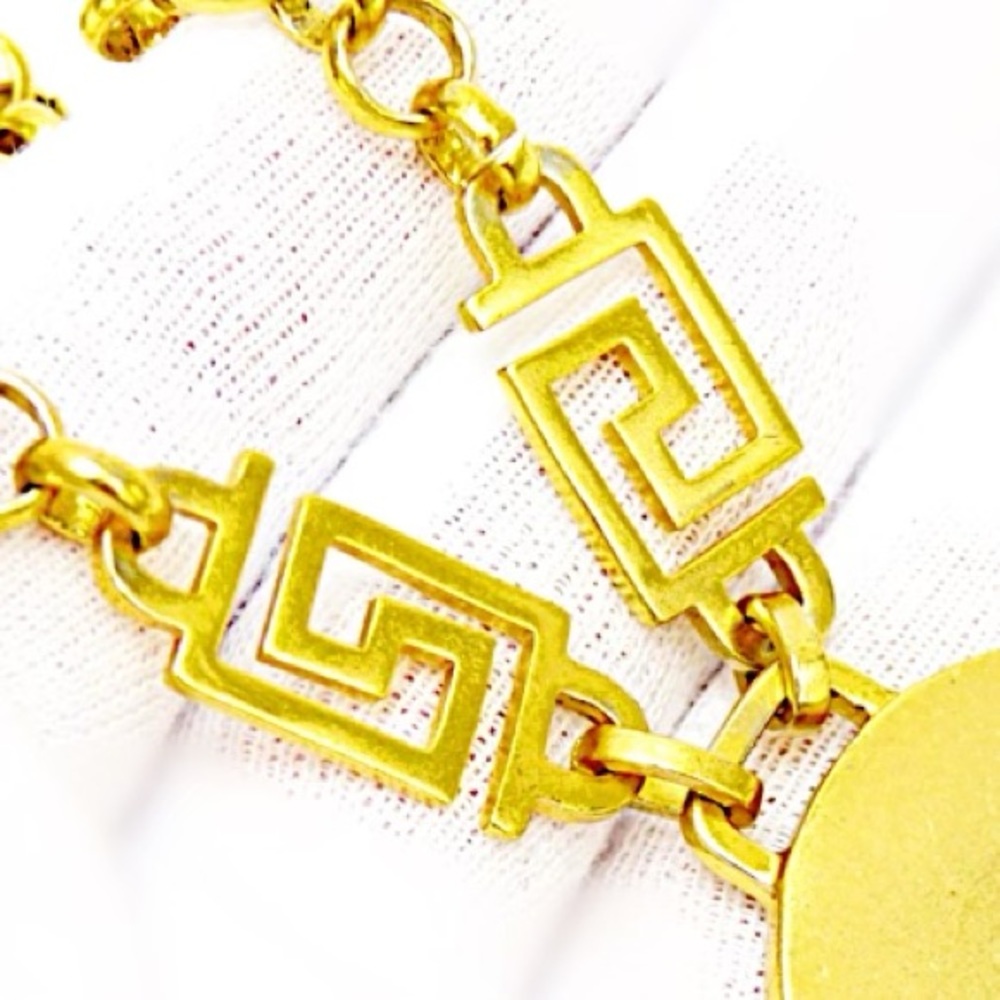 Authentic Vintage Versace Medusa Crystal Medallion Greco Chain Necklace - Picture 9 of 9